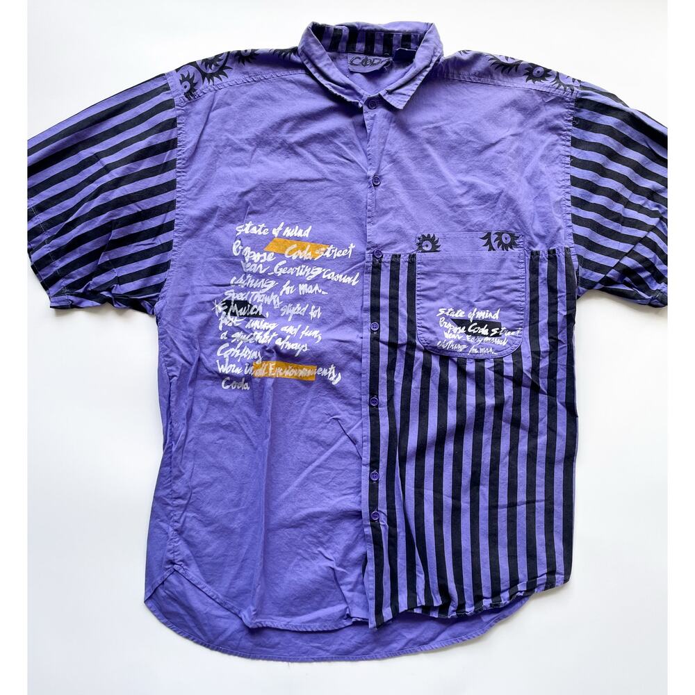 Coda Streetwear Purple and Black Short Sleeve Button Down Size XL